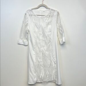 Elegant White Dress with embroidery Size XL